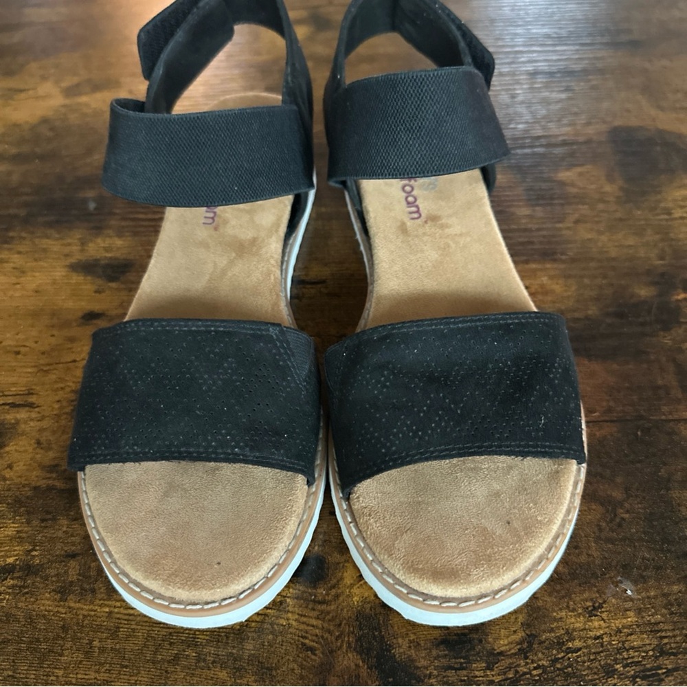 Skechers Desert Kiss Wedge Heel Ankle Strap Women's Sandals Black Size 8.5